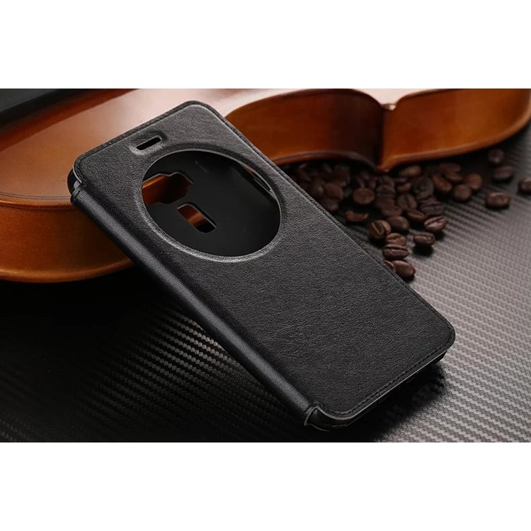 Hollow View Window Smart Leather Case for Asus Zenfone 3 ZE552KL - Black-3