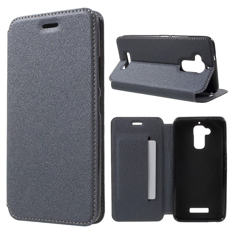 Sand-like Texture Magnetic Leather Case for Asus Zenfone 3 Max ZC520TL - Grey-1