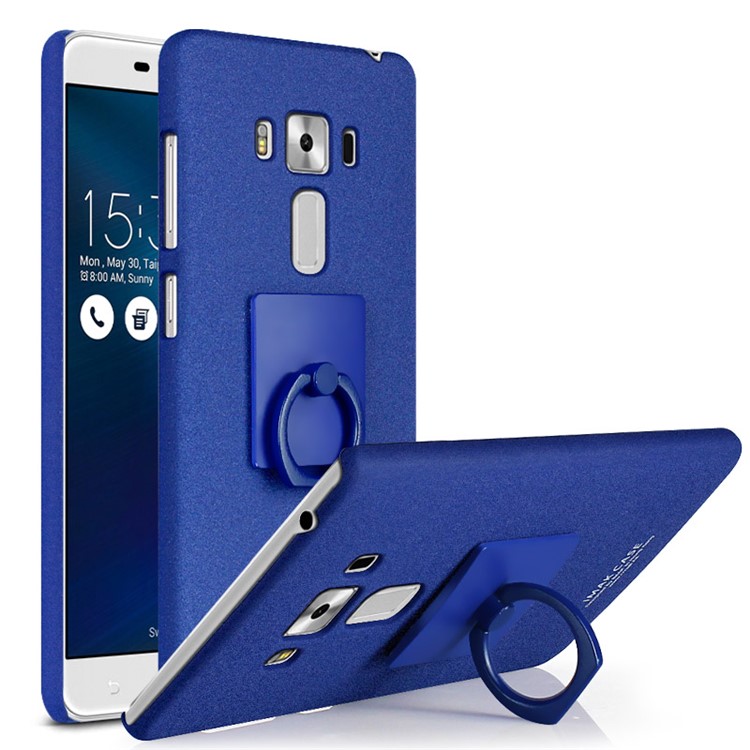 IMAK Matte Hard Shell Case with Ring Kickstand for Asus Zenfone 3 Laser ZC551KL - Blue-1