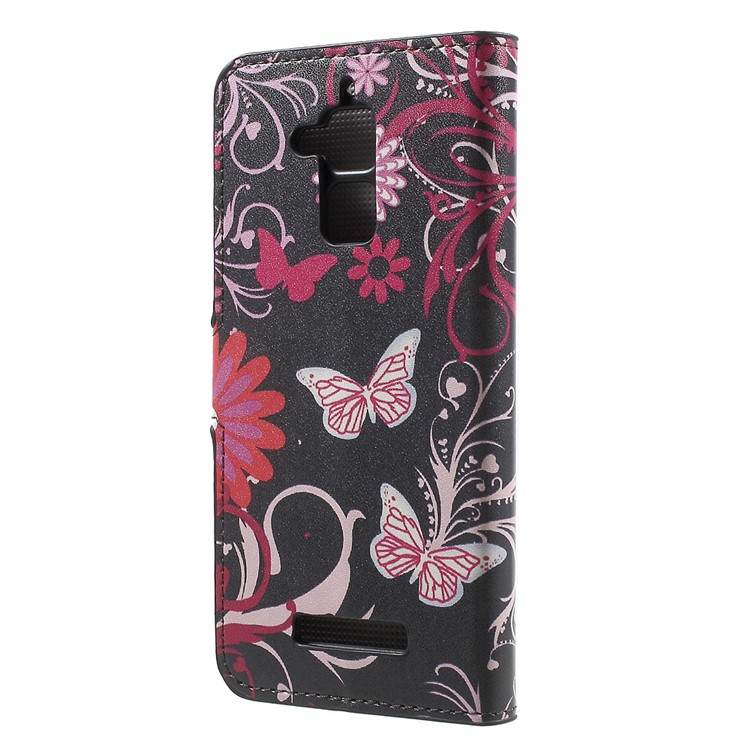 Patterned Leather Wallet Protection Case for Asus Zenfone 3 Max ZC520TL - Floral Butterflies-2