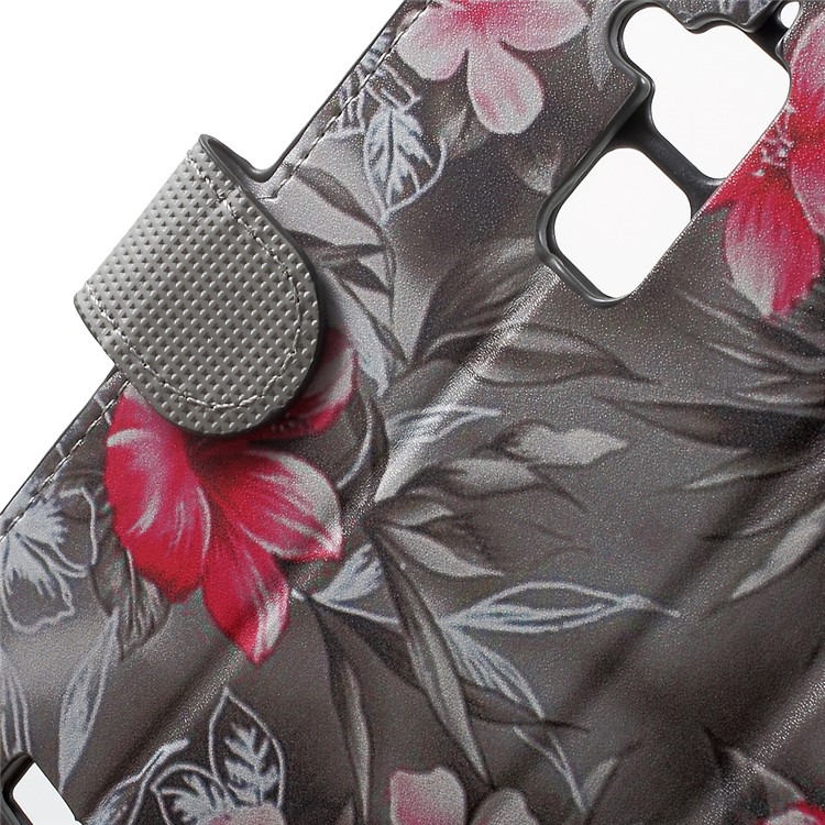 PU Leather Cover Card Holder for Asus Zenfone 3 Max ZC520TL - Red Blooming Flowers-6