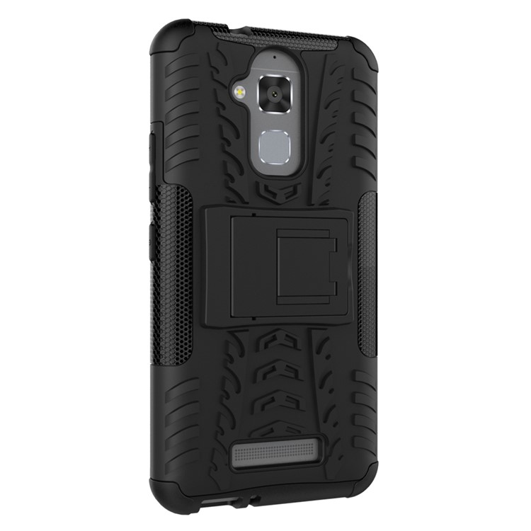 Tire Pattern Hybrid PC + TPU Kickstand Case for Asus Zenfone 3 Max ZC520TL - Black-3