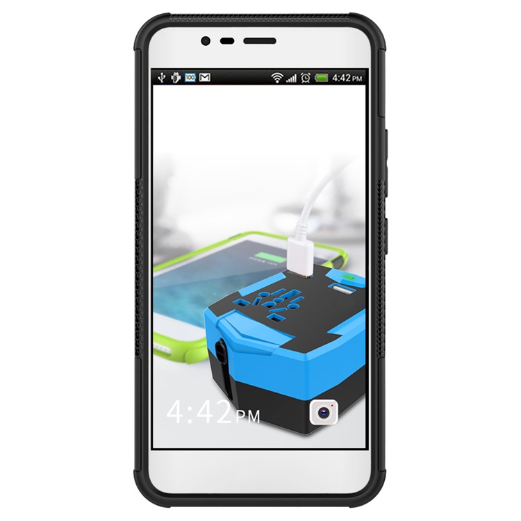 Tire Pattern Hybrid PC + TPU Kickstand Case for Asus Zenfone 3 Max ZC520TL - Black-4