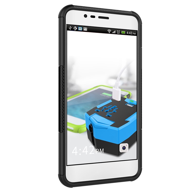 Tire Pattern Hybrid PC + TPU Kickstand Case for Asus Zenfone 3 Max ZC520TL - Black-5