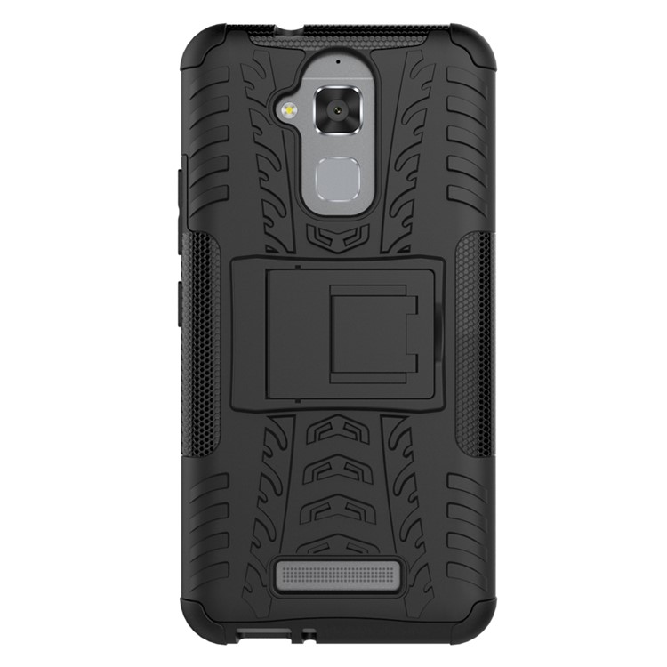 Tire Pattern Hybrid PC + TPU Kickstand Case for Asus Zenfone 3 Max ZC520TL - Black-9