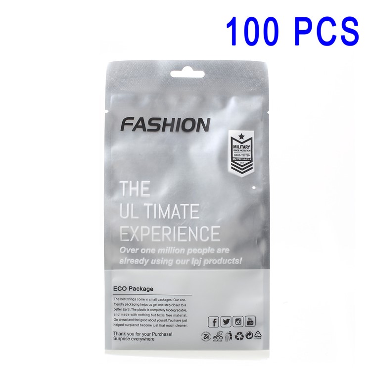 

100Pcs/Lot Adhesive Flap Plastic Retail Packaging Bag for iPhone 7 Plus Cases, Inner Size: 18.5 x 11cm