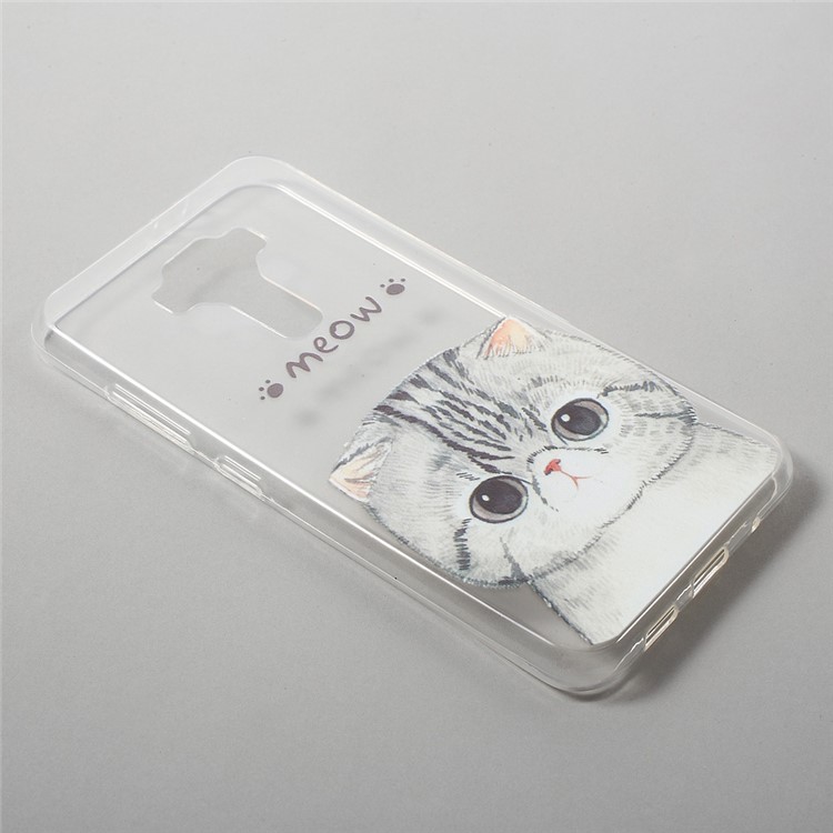 Patterned Gel TPU Cell Phone Case for Asus Zenfone 3 ZE520KL - Adorable Cat-1