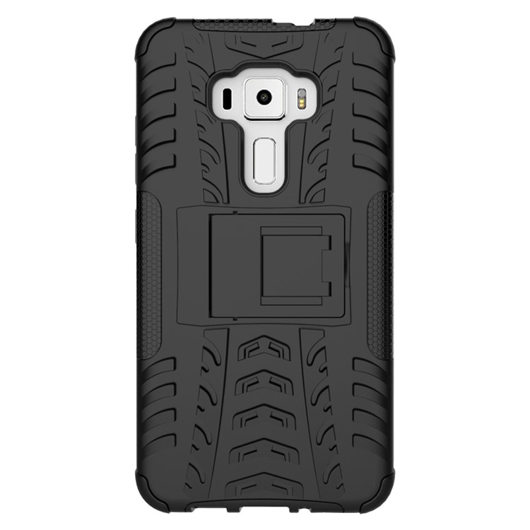 Anti-slip PC + TPU Hybrid Case with Kickstand for Asus Zenfone 3 ZE552KL - Black-11