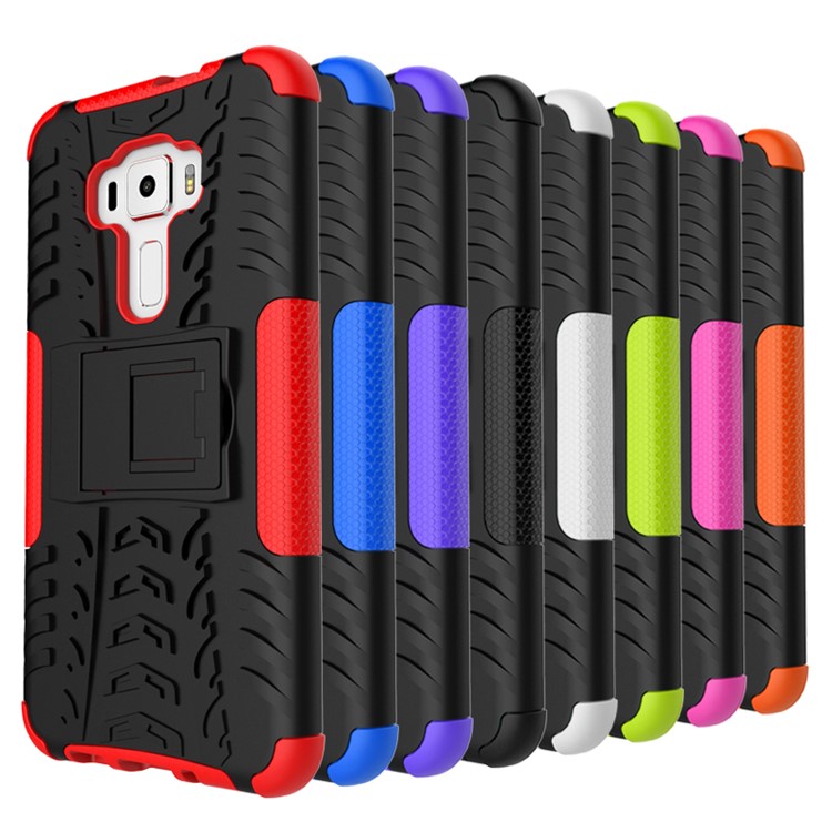 Anti-slip PC + TPU Hybrid Case with Kickstand for Asus Zenfone 3 ZE552KL - Black-13