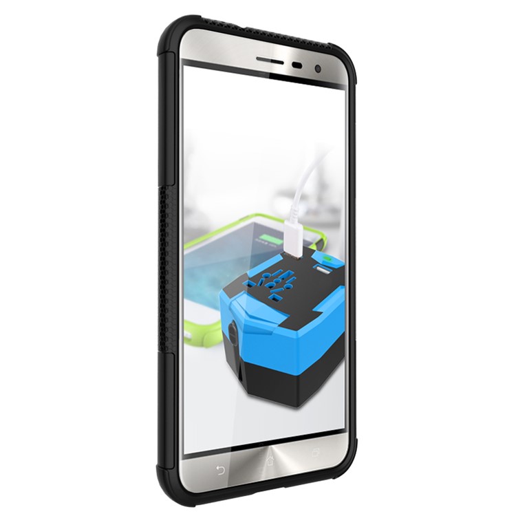 Anti-slip PC + TPU Hybrid Case with Kickstand for Asus Zenfone 3 ZE552KL - Black-3