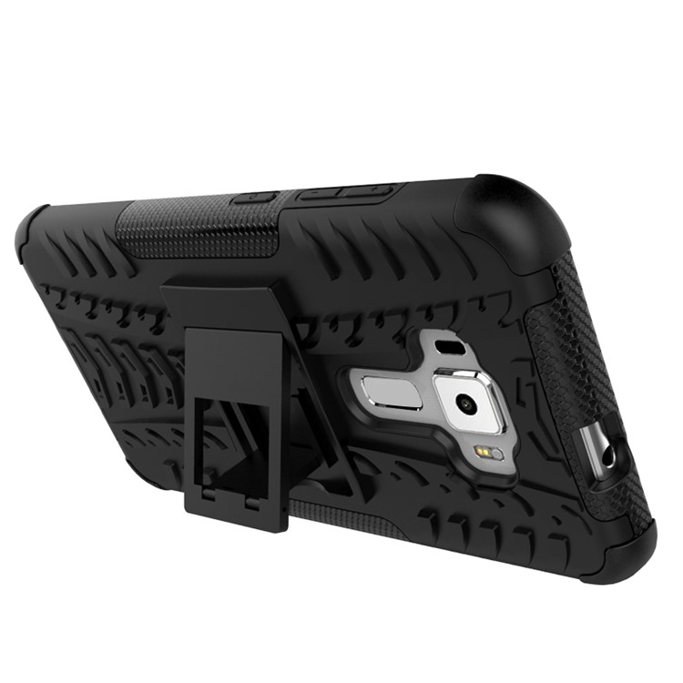Anti-slip PC + TPU Hybrid Case with Kickstand for Asus Zenfone 3 ZE552KL - Black-5