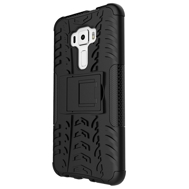 Anti-slip PC + TPU Hybrid Case with Kickstand for Asus Zenfone 3 ZE552KL - Black-9