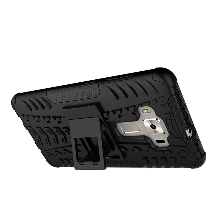 Anti-slip PC + TPU Hybrid Case with Kickstand for Asus Zenfone 3 Deluxe ZS570KL - Black-10