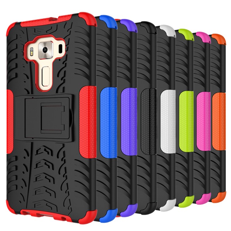 Anti-slip PC + TPU Hybrid Case with Kickstand for Asus Zenfone 3 Deluxe ZS570KL - Black-12