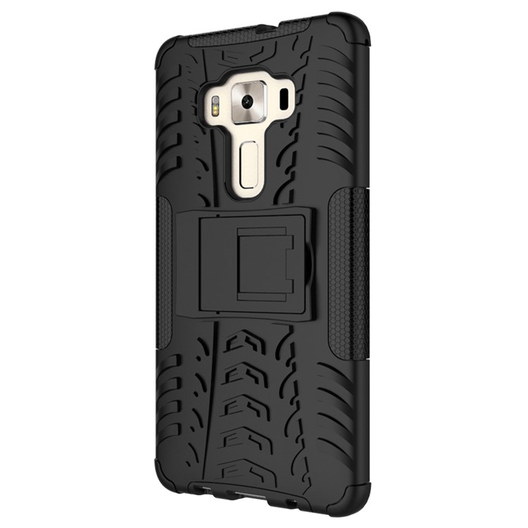 Anti-slip PC + TPU Hybrid Case with Kickstand for Asus Zenfone 3 Deluxe ZS570KL - Black-7
