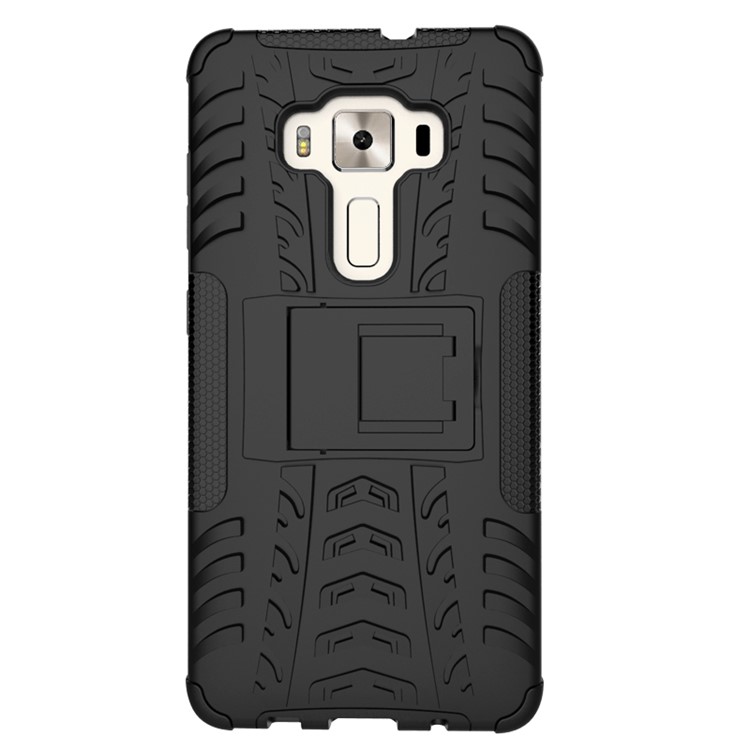 Anti-slip PC + TPU Hybrid Case with Kickstand for Asus Zenfone 3 Deluxe ZS570KL - Black-8