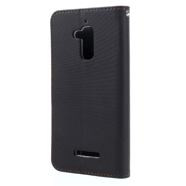 ROAR KOREA Twill Grain Leather Wallet Case for Asus Zenfone 3 Max ZC520TL - Black-2