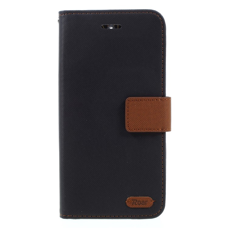 ROAR KOREA Twill Grain Leather Wallet Case for Asus Zenfone 3 Max ZC520TL - Black-3