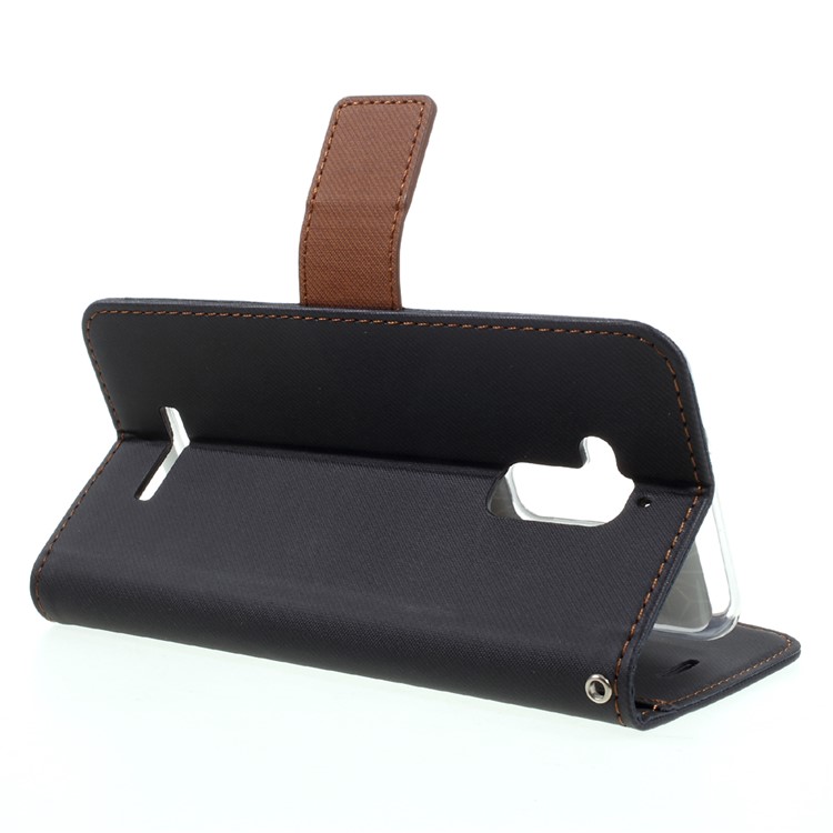 ROAR KOREA Twill Grain Leather Wallet Case for Asus Zenfone 3 Max ZC520TL - Black-5