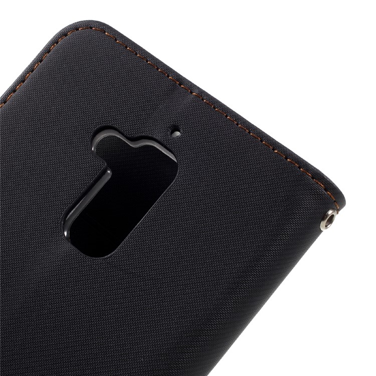ROAR KOREA Twill Grain Leather Wallet Case for Asus Zenfone 3 Max ZC520TL - Black-8