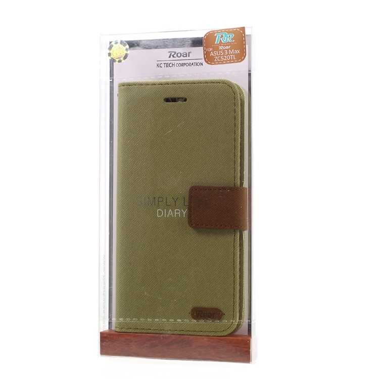 ROAR KOREA Twill Grain Stand Leather Case for Asus Zenfone 3 Max ZC520TL - Khaki-10