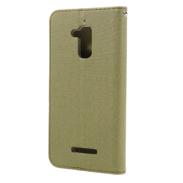 ROAR KOREA Twill Grain Stand Leather Case for Asus Zenfone 3 Max ZC520TL - Khaki-2