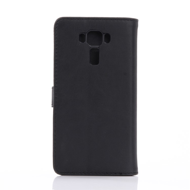 Retro Crazy Horse Wallet Leather Phone Case for Asus Zenfone 3 Deluxe ZS570KL - Black-2