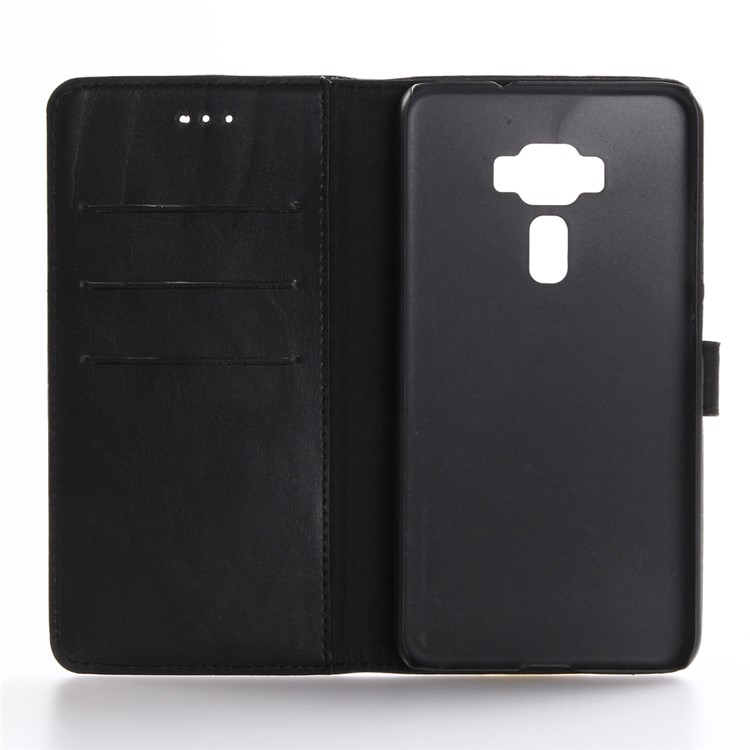 Retro Crazy Horse Wallet Leather Phone Case for Asus Zenfone 3 Deluxe ZS570KL - Black-3