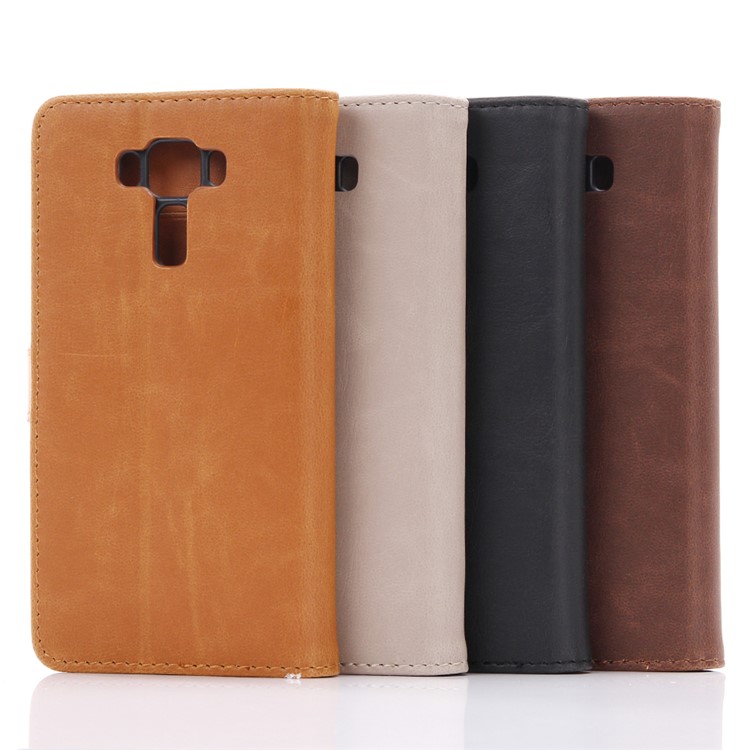 Retro Crazy Horse Wallet Leather Phone Case for Asus Zenfone 3 Deluxe ZS570KL - Black-5