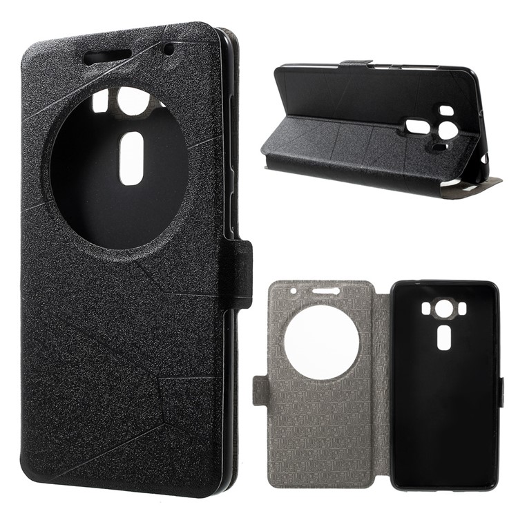 Window View Sand-like Leather Phone Case for Asus Zenfone 3 Deluxe ZS550KL 5.5 inch - Black-1