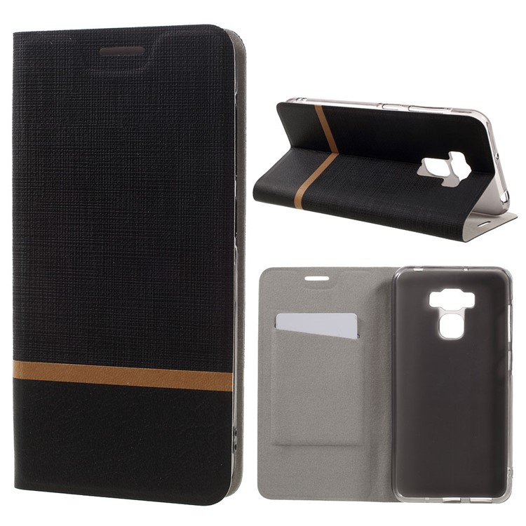 Cross Texture Leather Card Holder Case for Asus Zenfone 3 Max ZC553KL - Black-1