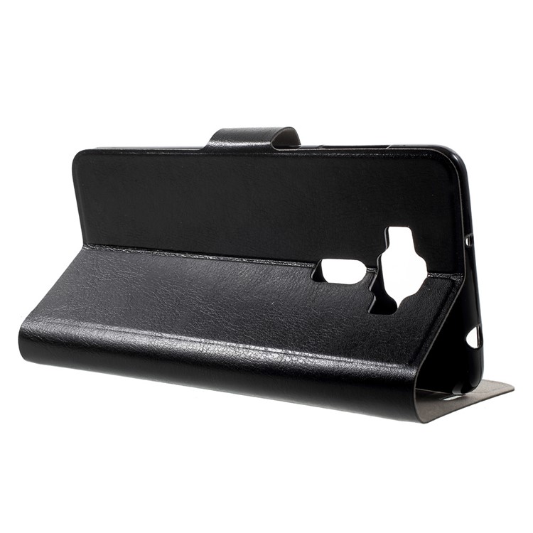 Crazy Horse Leather Stand Case for Asus Zenfone 3 Deluxe ZS550KL 5.5 inch Built-in Steel Sheet - Black-3