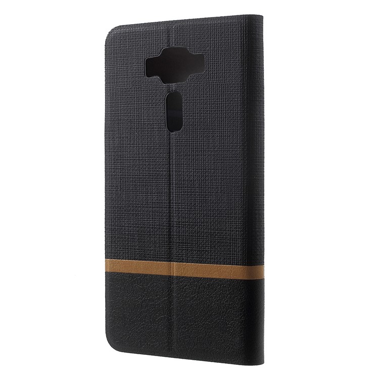 Cross Texture Leather Stand Case for Asus Zenfone 3 Deluxe ZS550KL 5.5 Built-in Steel Sheet - Black-2