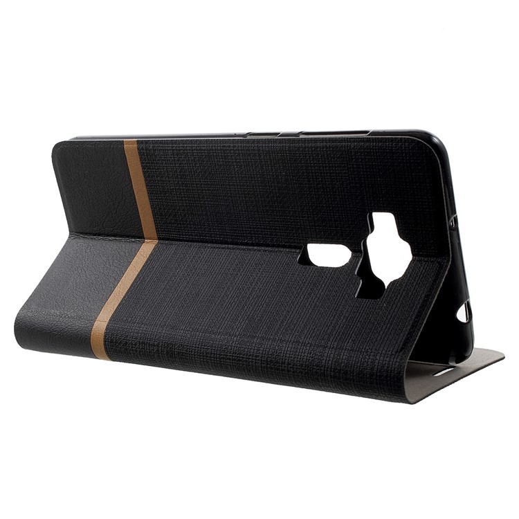 Cross Texture Leather Stand Case for Asus Zenfone 3 Deluxe ZS550KL 5.5 Built-in Steel Sheet - Black-3