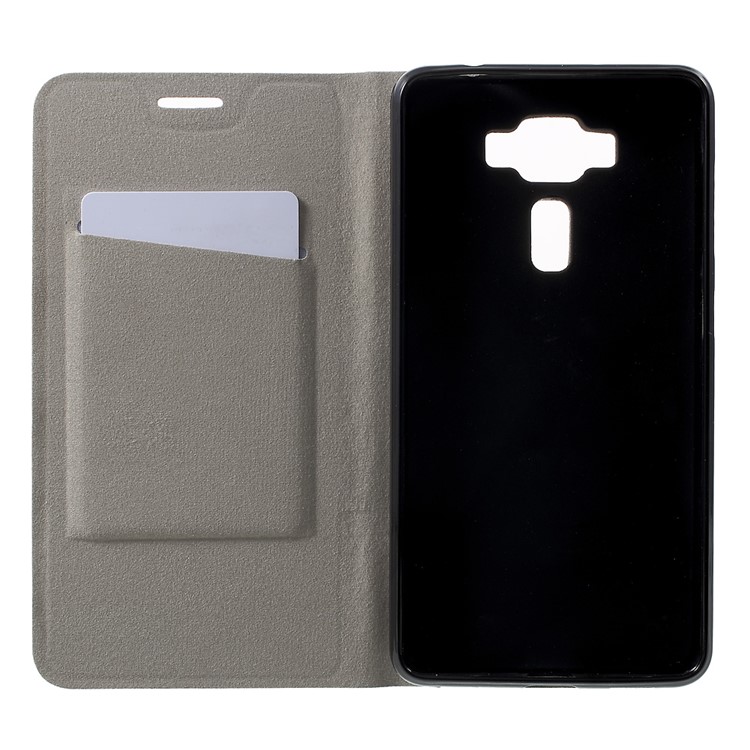 Cross Texture Leather Stand Case for Asus Zenfone 3 Deluxe ZS550KL 5.5 Built-in Steel Sheet - Black-4