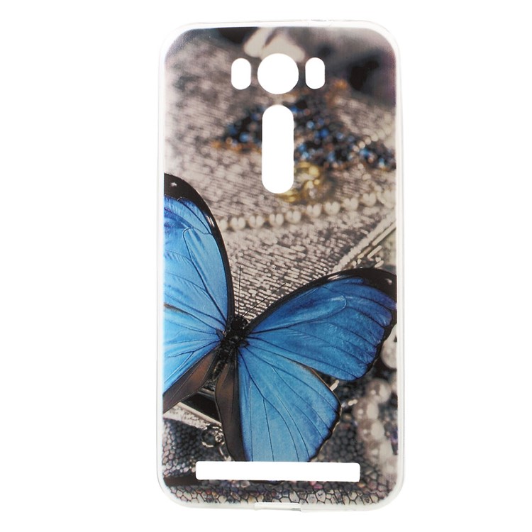 Softlyfit Embossed TPU Case for Asus Zenfone 2 Laser ZE500KG ZE500KL 5.0-inch - Blue Butterfly-1