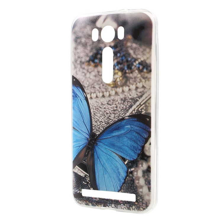 Softlyfit Embossed TPU Case for Asus Zenfone 2 Laser ZE500KG ZE500KL 5.0-inch - Blue Butterfly-2