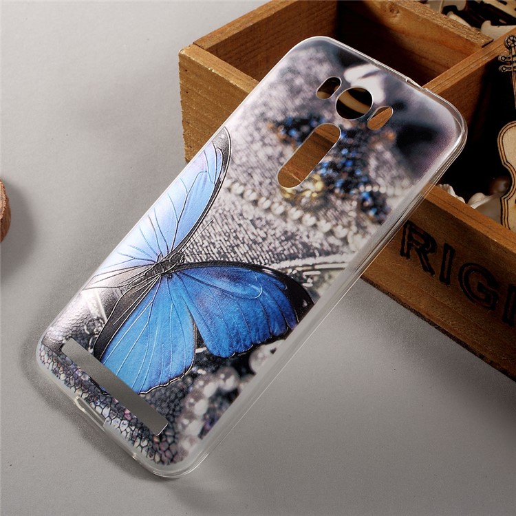 Softlyfit Embossed TPU Case for Asus Zenfone 2 Laser ZE500KG ZE500KL 5.0-inch - Blue Butterfly-3