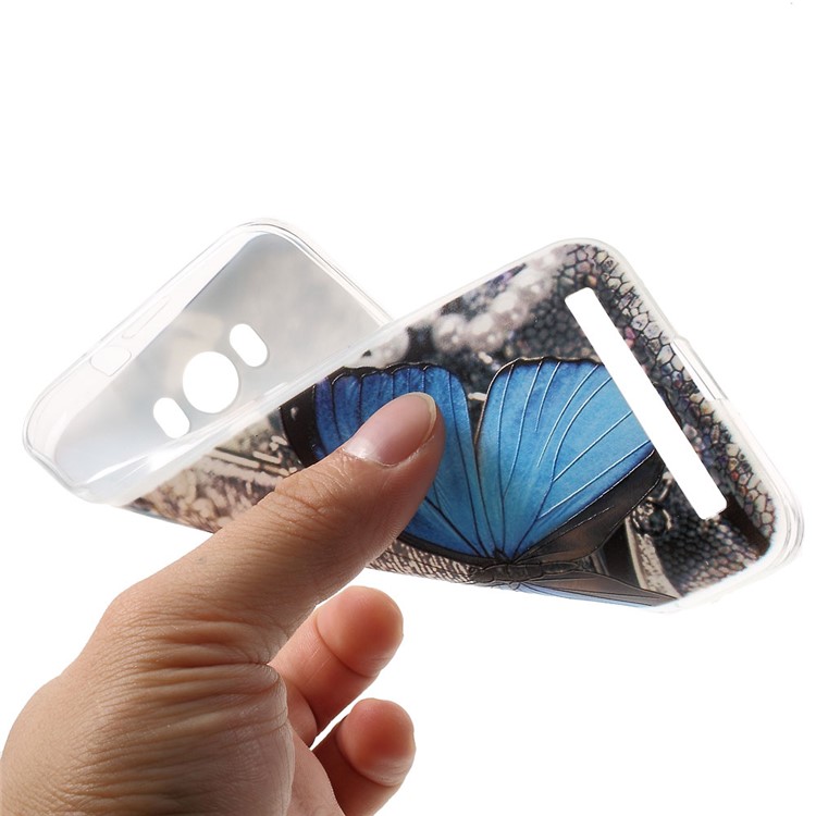 Softlyfit Embossed TPU Case for Asus Zenfone 2 Laser ZE500KG ZE500KL 5.0-inch - Blue Butterfly-5