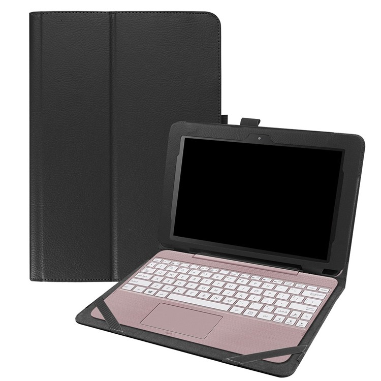 Litchi Leather Stand Case for ASUS Transformer Book T101HA Tablet and Keyboard - Black-1