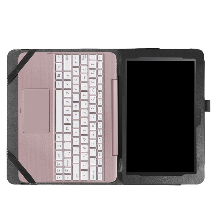 Litchi Leather Stand Case for ASUS Transformer Book T101HA Tablet and Keyboard - Black-3