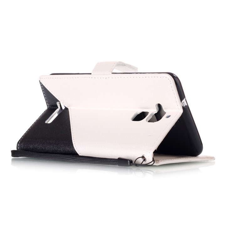 Splicing Bi-color Wallet Leather Case with Lanyard for Asus Zenfone 3 Max ZC520TL - White-4