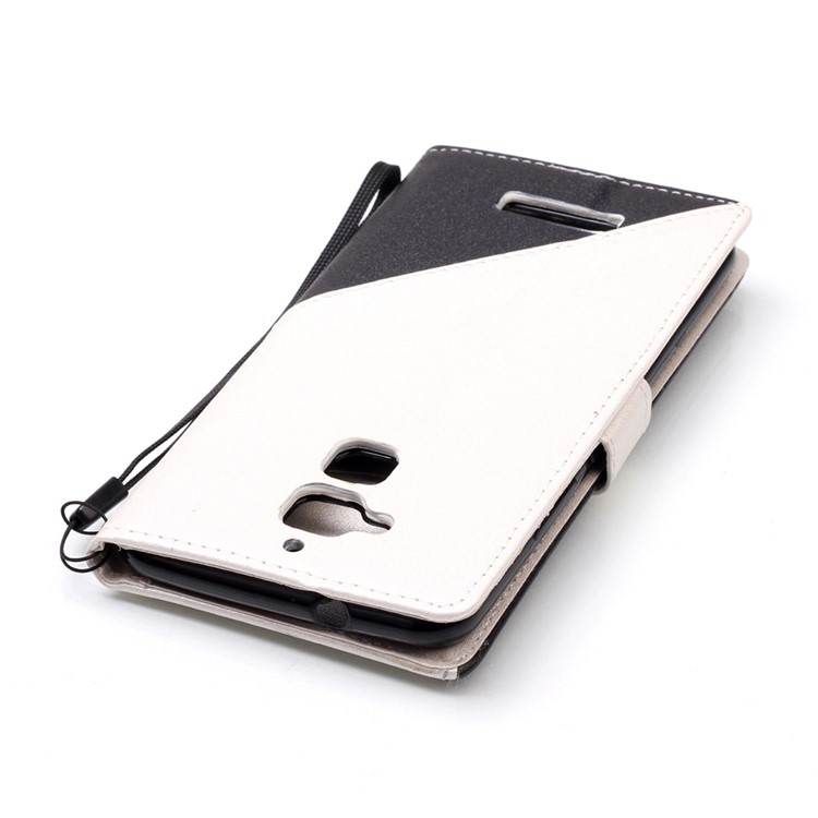 Splicing Bi-color Wallet Leather Case with Lanyard for Asus Zenfone 3 Max ZC520TL - White-6