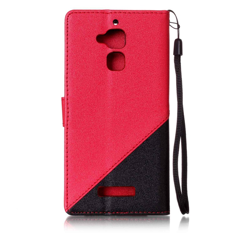 Splicing Bi-color Leather Stand Cover with Lanyard for Asus Zenfone 3 Max ZC520TL - Red-2