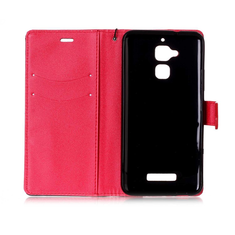 Splicing Bi-color Leather Stand Cover with Lanyard for Asus Zenfone 3 Max ZC520TL - Red-3