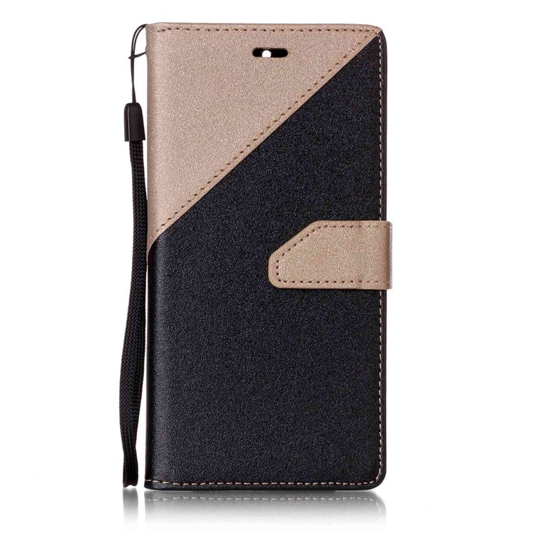 Splicing Bi-color Leather Wallet Phone Case for Asus Zenfone 3 Max ZC520TL - Gold-1