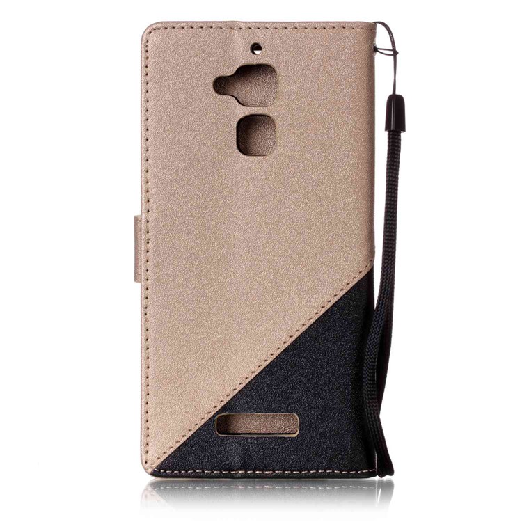 Splicing Bi-color Leather Wallet Phone Case for Asus Zenfone 3 Max ZC520TL - Gold-2
