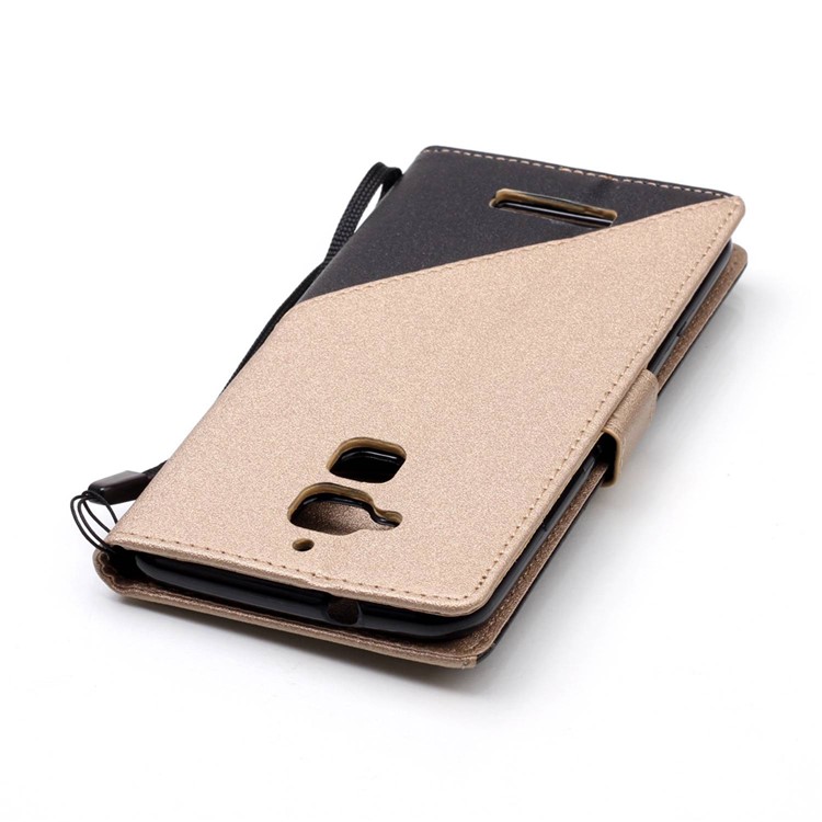 Splicing Bi-color Leather Wallet Phone Case for Asus Zenfone 3 Max ZC520TL - Gold-6