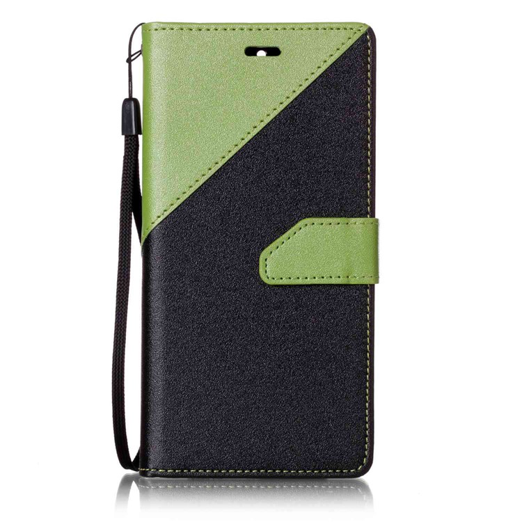Bi-color Splicing Leather Mobile Casing Wallet for Asus Zenfone 3 Max ZC520TL - Green-1
