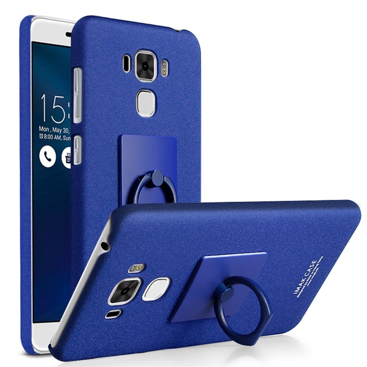 IMAK Ring Holder Grip Matte PC Cover for Asus Zenfone 3 Max ZC553KL - Blue-1